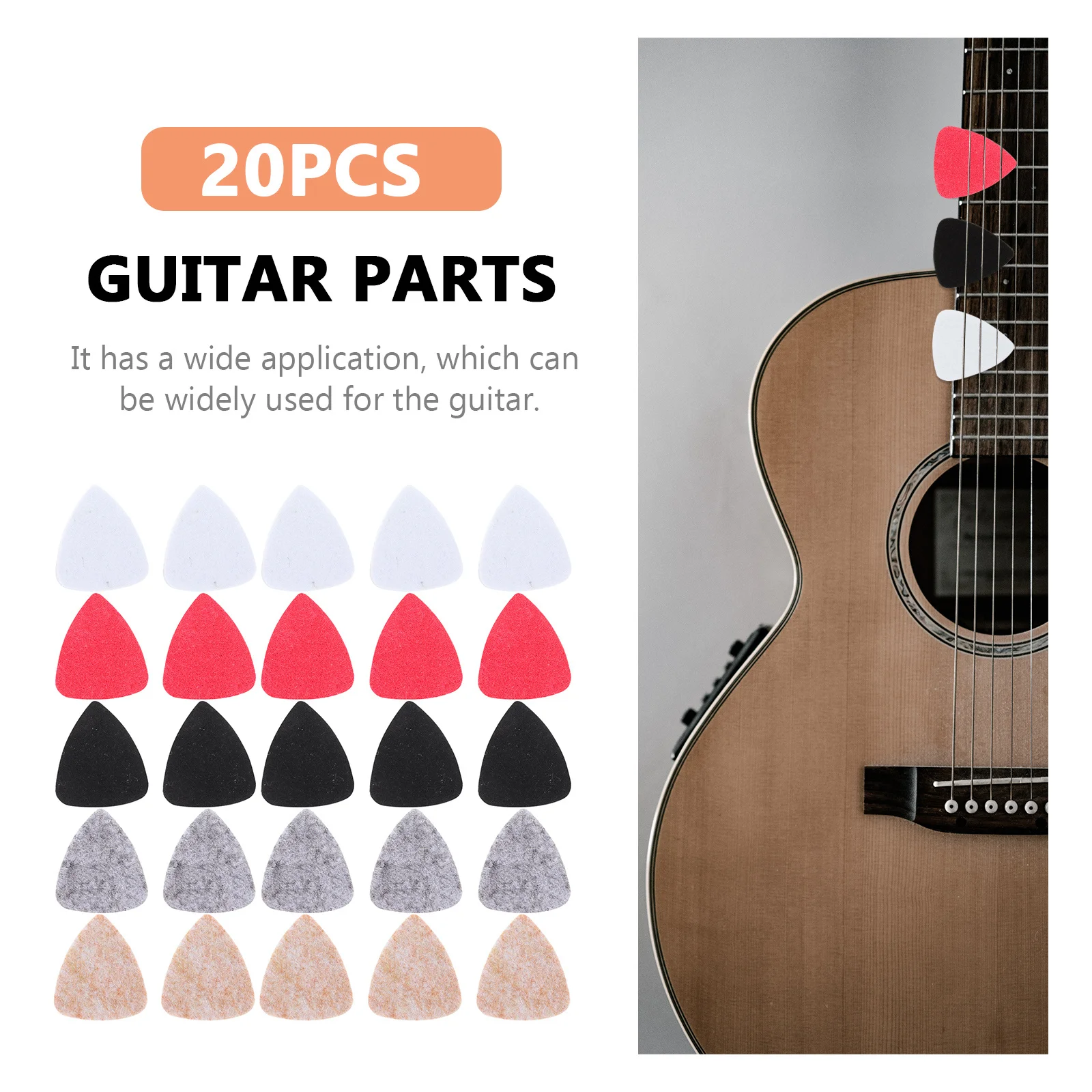 

20Pcs High Quality Felt Plectrums for Electric Acoustic Guitar Ukulele String Instruments Fine Workmanship Durable Practical