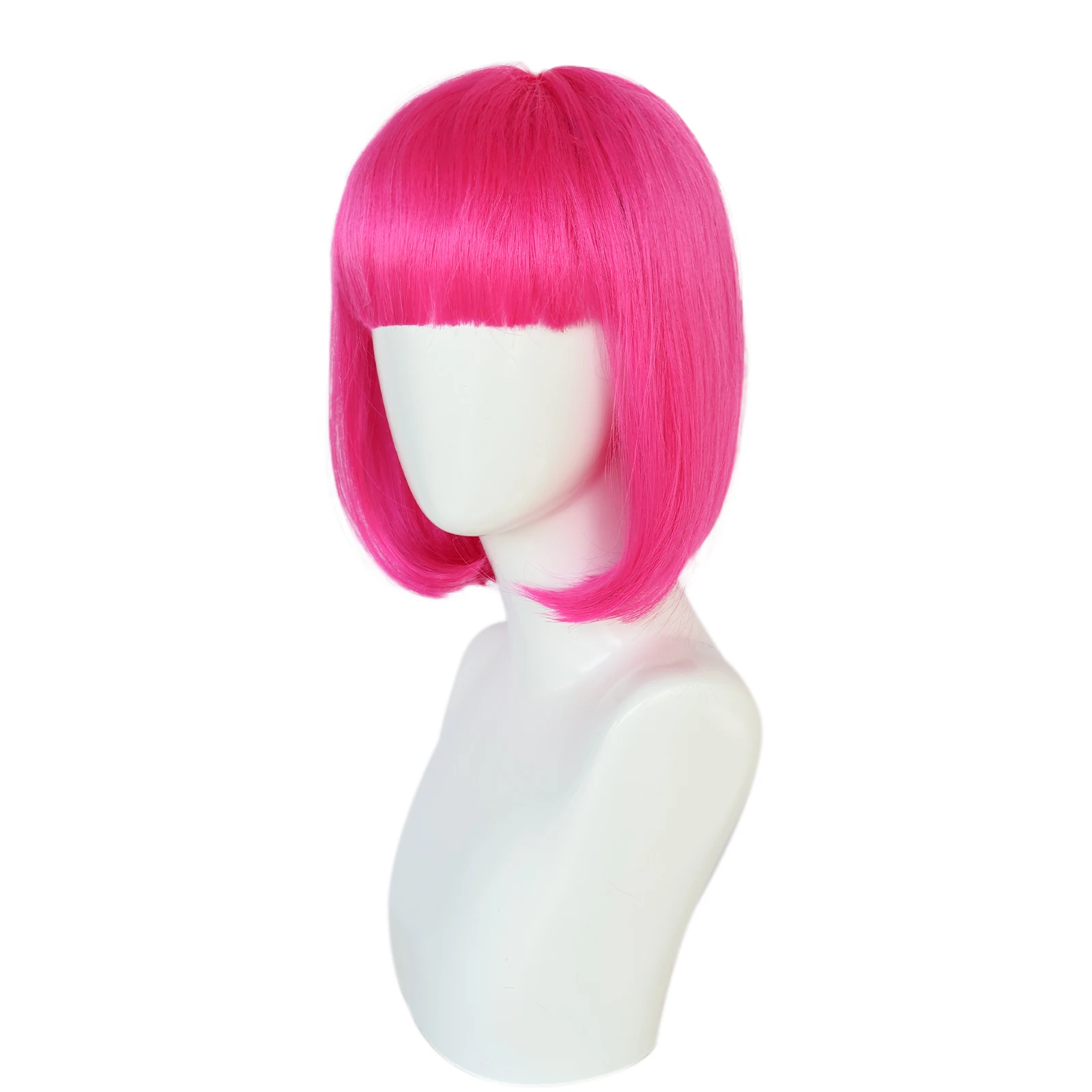 Synthetic 12 Inches Short Pink Cosplay Wig for School Halloween Thanksgiving Day Christmas Costume Accessories image 4