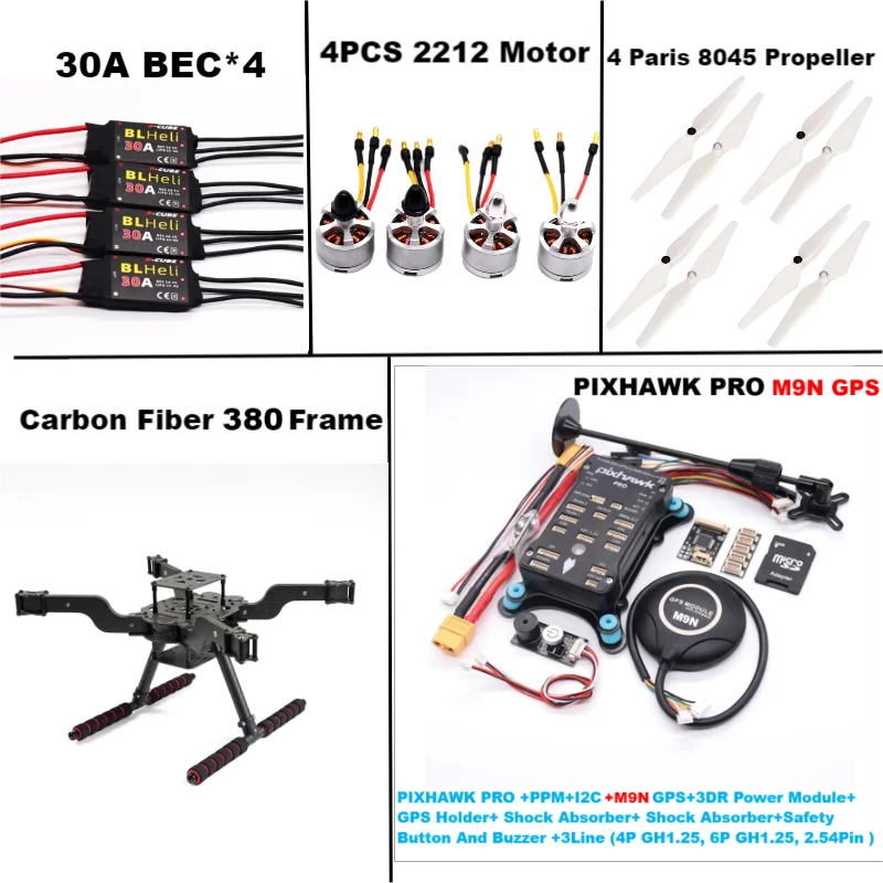 RctoSky PRO M8N/M9N/M10 Open source new smart drone FLY380 380MM quadrotor upturned rack BLHELI 30A ESC 2212 Motor