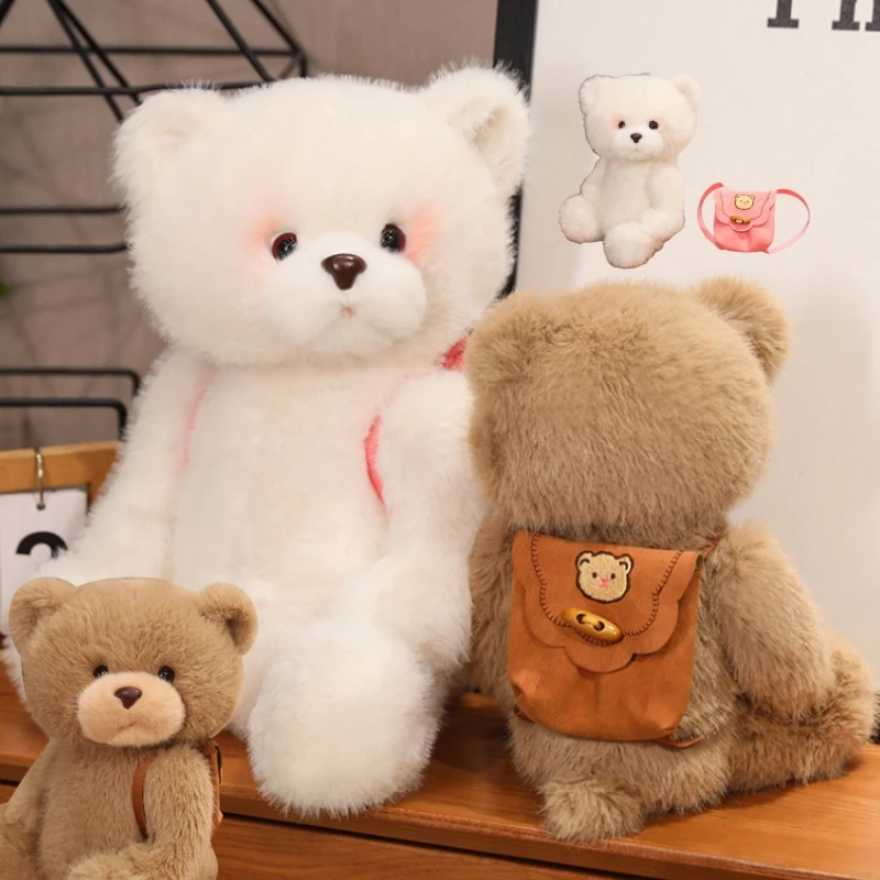 

25/35cm Creative Backpack Teddy Bear Doll Mink Velvet Animals Super Soft Toys Home Decor Throw Pillow Smoothing Birthday Gifts