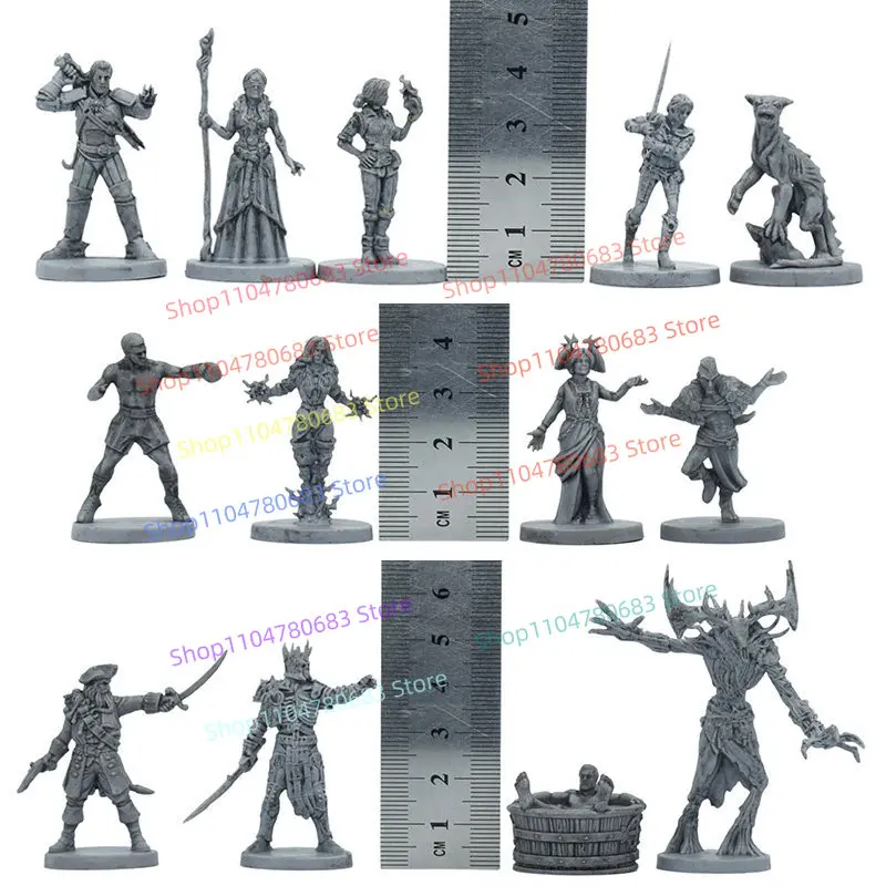 In Stock Wizard Miniature, Witcher Warrior, Pirate, Small Scale Unpainted Wargaming Mini Model, Cartoon Toy, Boys Holiday Gift
