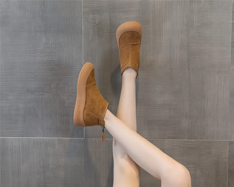 AIYUQI Schneestiefel für Damen in Übergrößen 2025 Winter Echtleder Kurze Damenschuhe Verstärkte Warme Winterstiefel für Frauen – Detail 9