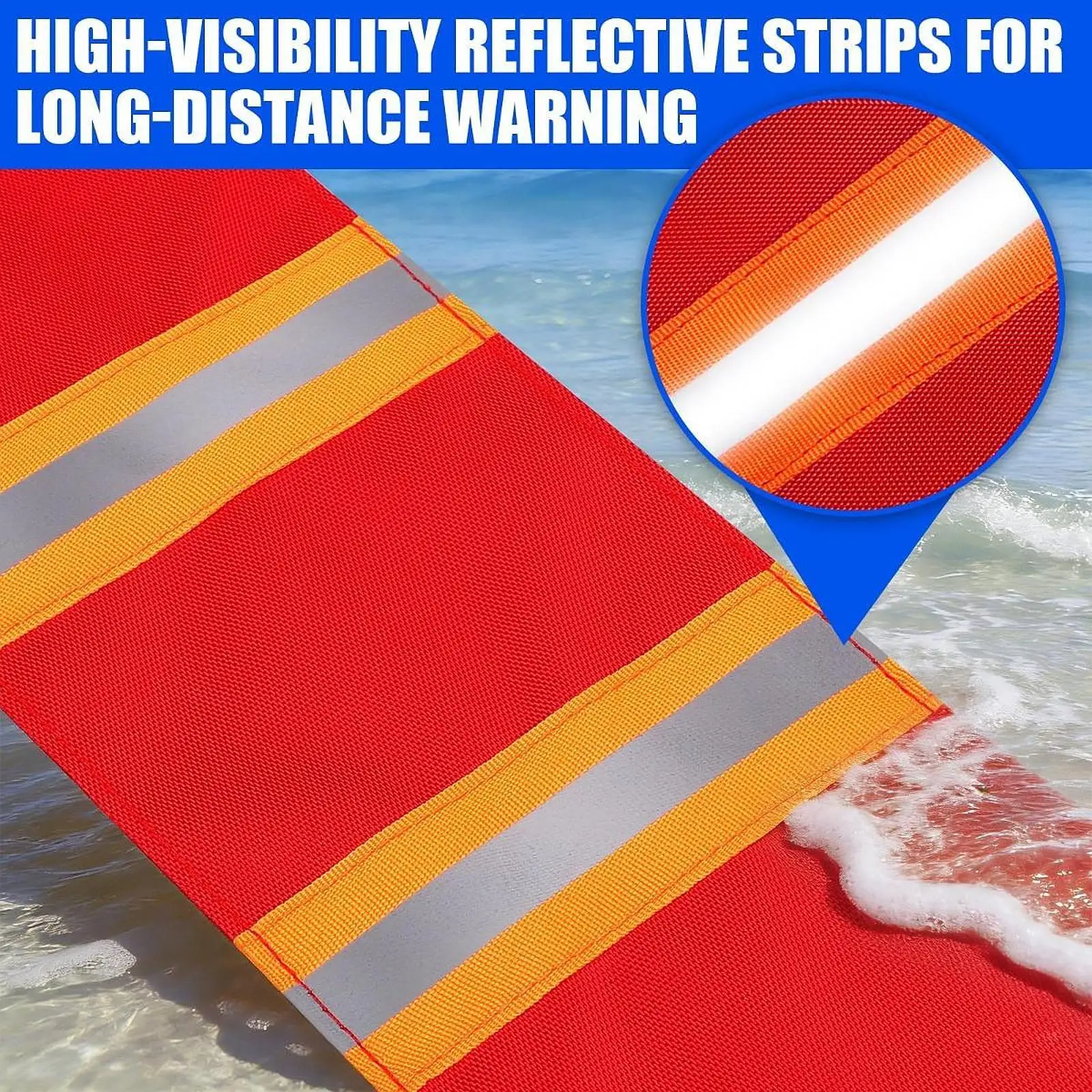 High Visibility Kayak Warning Flag Red Reflective Strip Durable Portable Cargo Marker for Watercraft and Truck Rear
