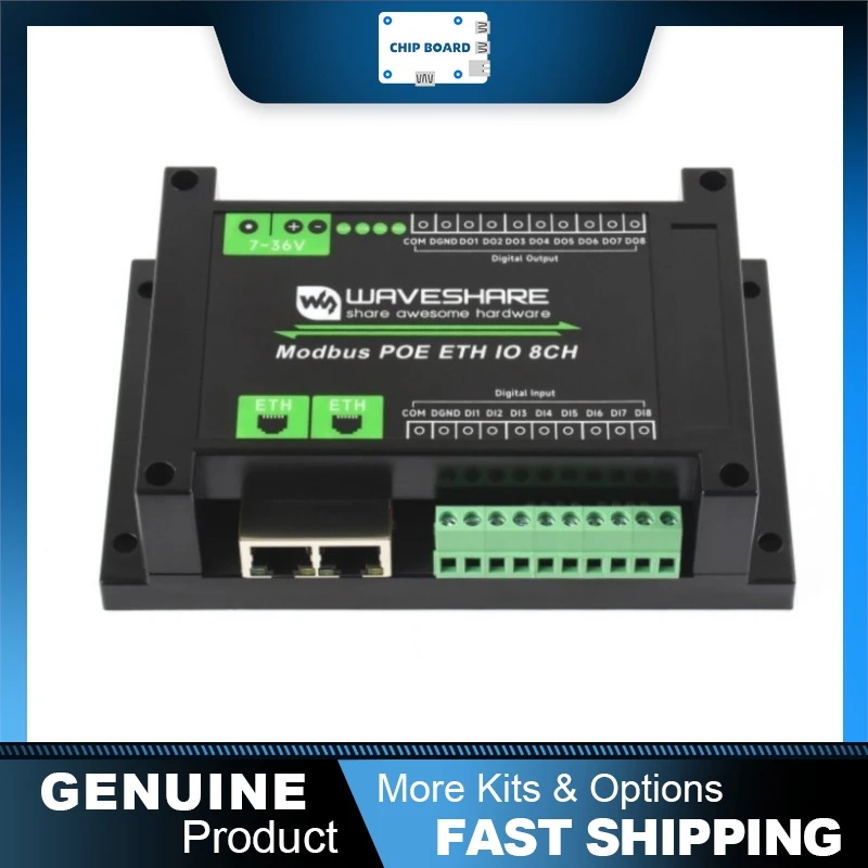 modulo-i-o-ethernet-a-8-canali-waveshare-supporta-alimentazione-poe-design-con-isolamento-industriale-protezione-sicura-modbus-rtu-tcp