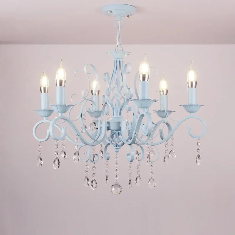 European Bedroom Chandelier Pastoral Princess Room Pink Girl Warm Romantic Wedding Room Lamp Candle Children Room Chandelier