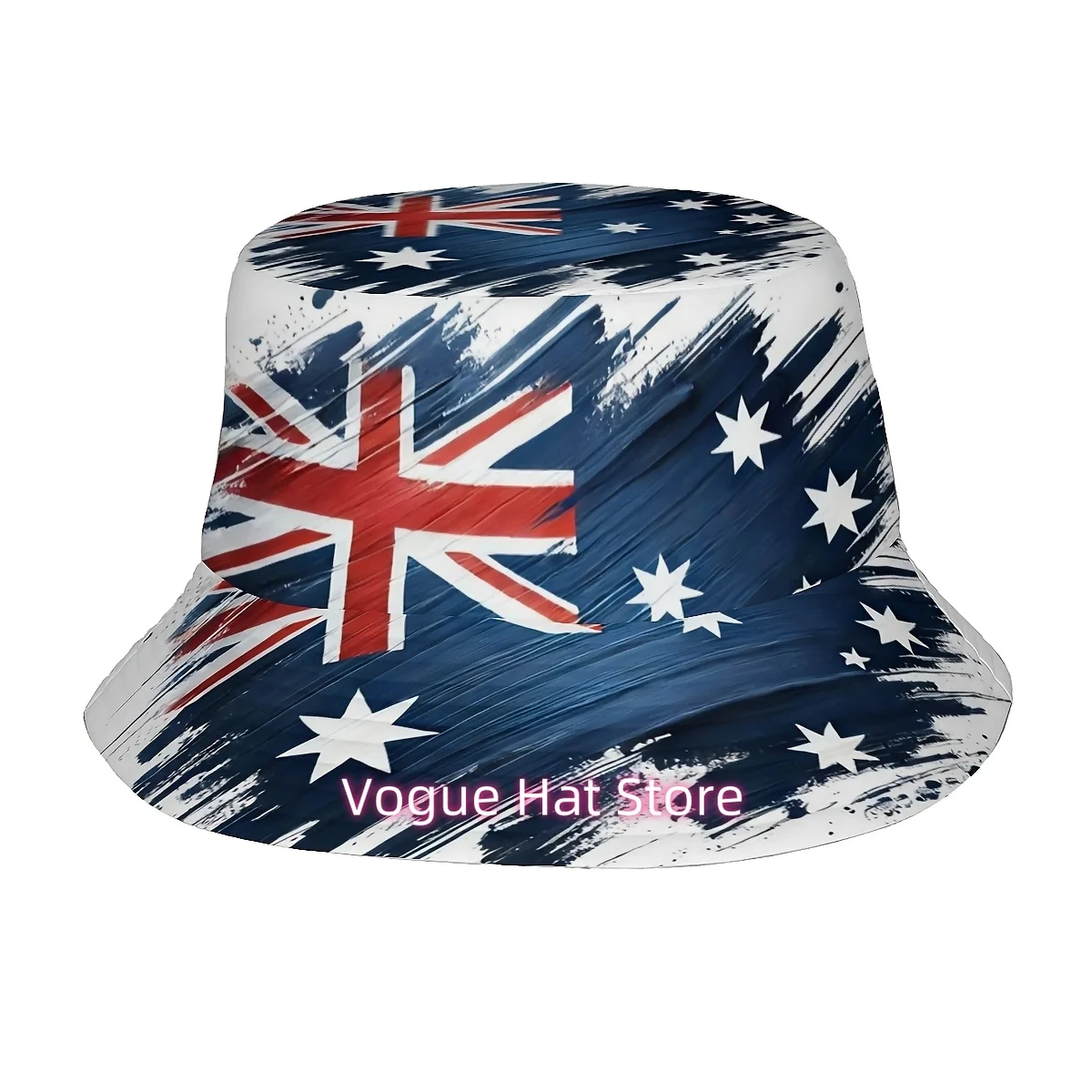 Unisex Bucket Hat - Australian Flag Design with Union Jack, Wide Brim, Breathable for Beach, Outdoor, Casual - Men'S & Women'S F