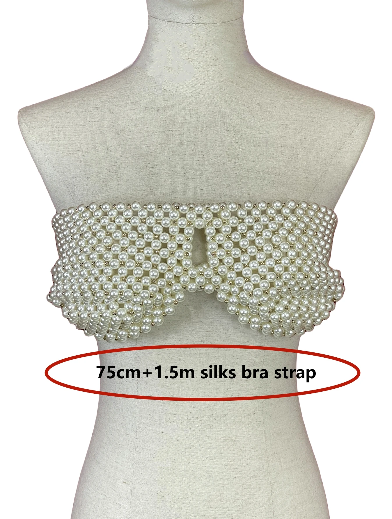 Sujetador exterior de perlas de imitación para mujer, cadena de cuerpo con cuentas hechas a mano, estilo Punk callejero, Fiesta en la playa, vacaciones, 1 unidad