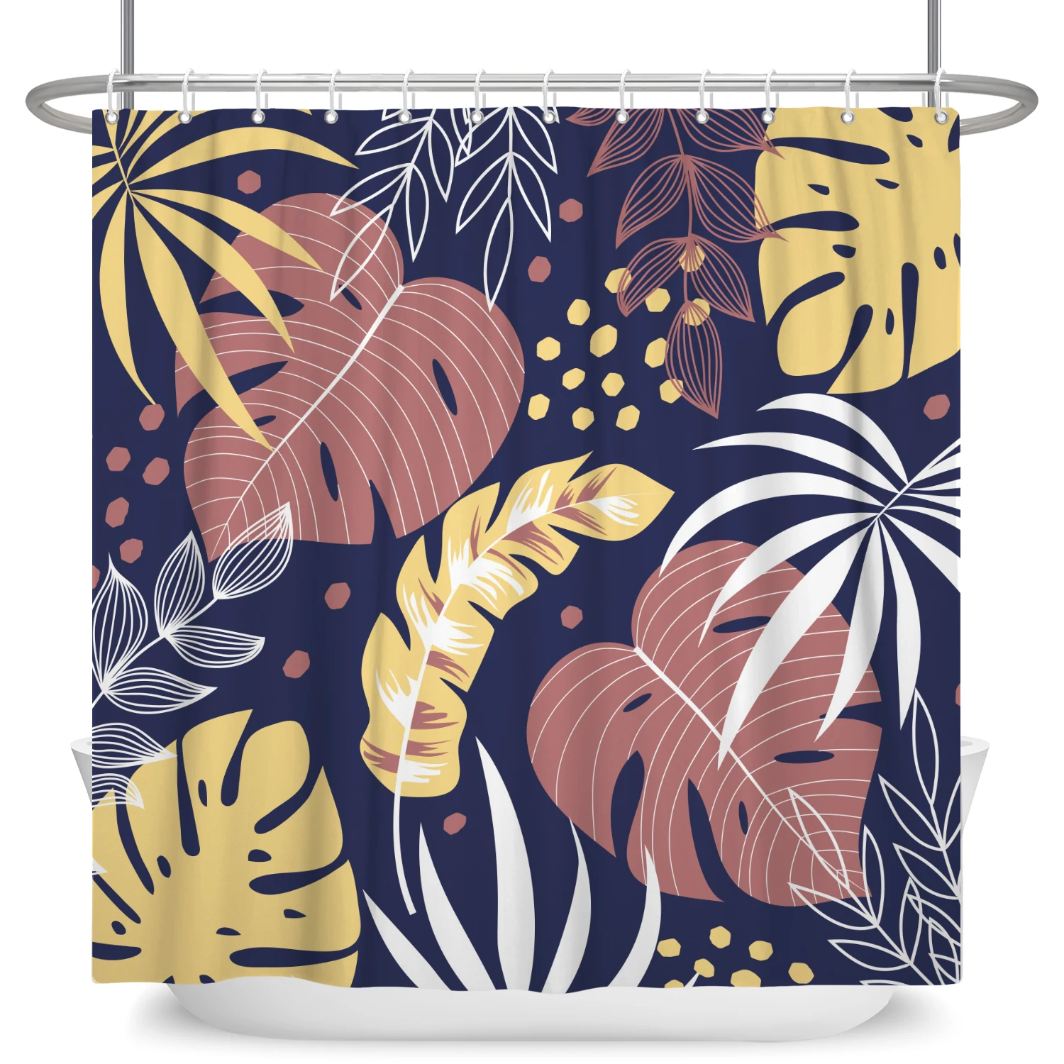 

Акварельные зеленые пальмовые листья, занавеска для душа, зеленый тропический тропический лес, занавески для ванны, водонепроницаемая занавеска для ванны с крючками