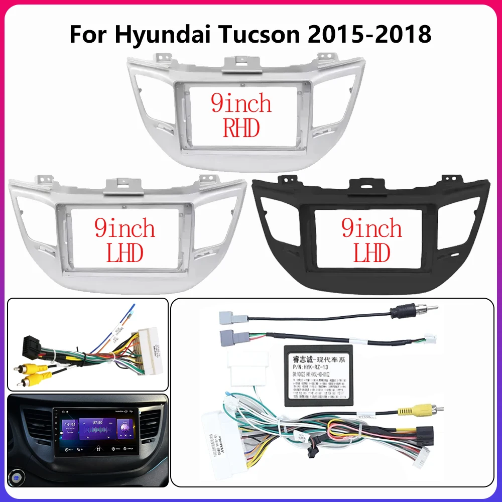 9Inch For Hyundai Tucson 2015-2018 Car Radio Android Stereo audio screen multimedia video player navigation cables Harness frame