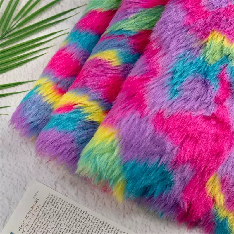 

1 ярд утолщенная радужная имитация лисы плюшевая ткань из искусственного меха, коврик для одежды, ковер, плюшевая ткань, меховая ткань для пэчворка