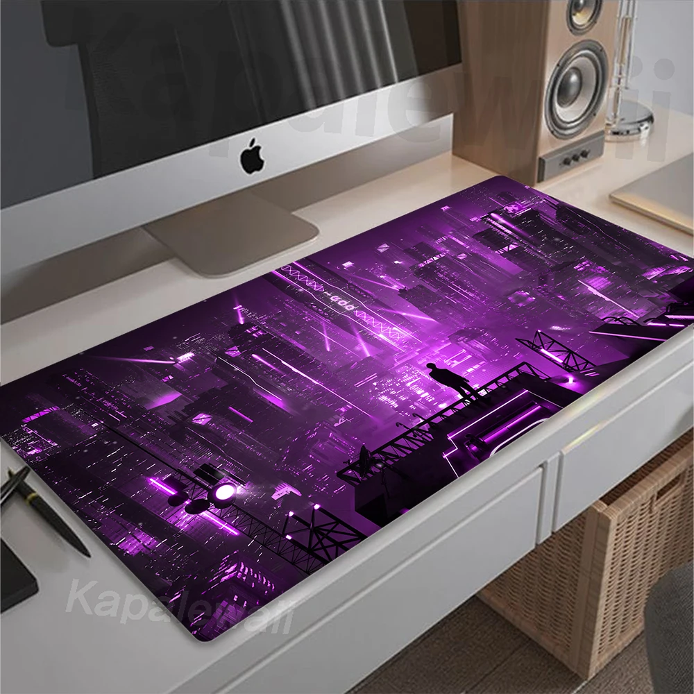 Pixel Japan Street Mouse Pad Grande Neon Mousepad Game Mouse Mat Mausepad Desk Mat Gaming Pc Accessories Keyboard Pads 100x50cm