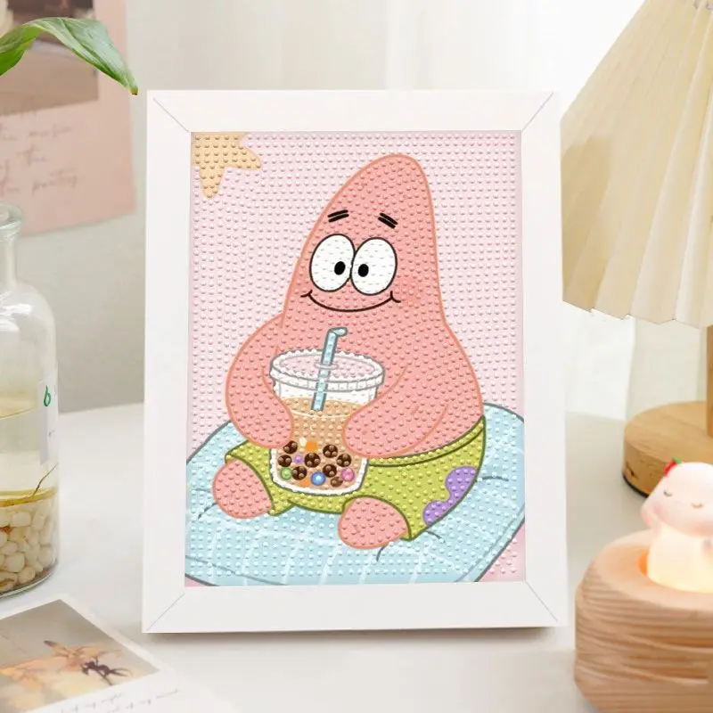

Children's Diy Handmade Creative Diamond Painting Spongebob Patrick Star Animation Cartoon Diamond Sticker Educational Toys