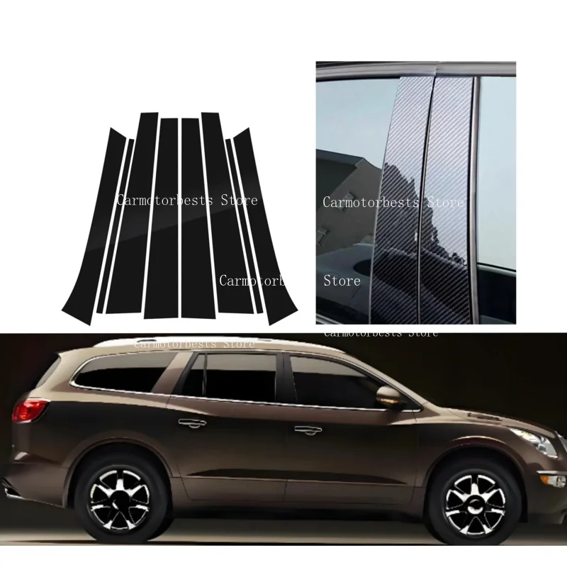8pcs Car Stickers Glossy Black Pillar Post Fit For Buick Enclave 2008-2017 Window Door Column BC Mirror Effect Cover Trim