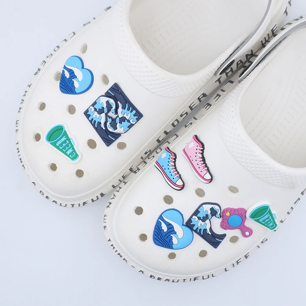 1 Piece Shoe Accessories Cartoon Cute Blue Sea Wave Ornament Heart Waves Shoe Decorations Charms Holiday Children Gift