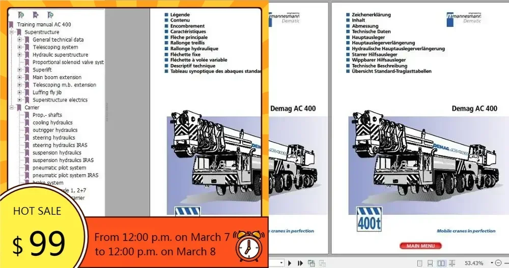 SpecDiag For Terex Demag Crane Full Model Service Technical Training Manual, Diagram And Operation Manual