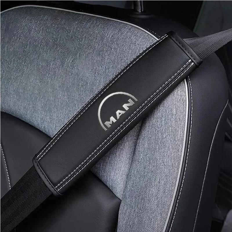 2Pcs Top Nappa Leather Car Seat Belt Shoulder Cover For MAN TGX TGM TGA TGS TGE Pad 2024 2025 Decorative Protective Cover