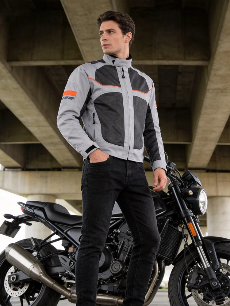 VEMAR Breathable Mesh Summer Motorcycle Jacket Reflective Motocross Protective Riding Gear for Men Oxford Jacket
