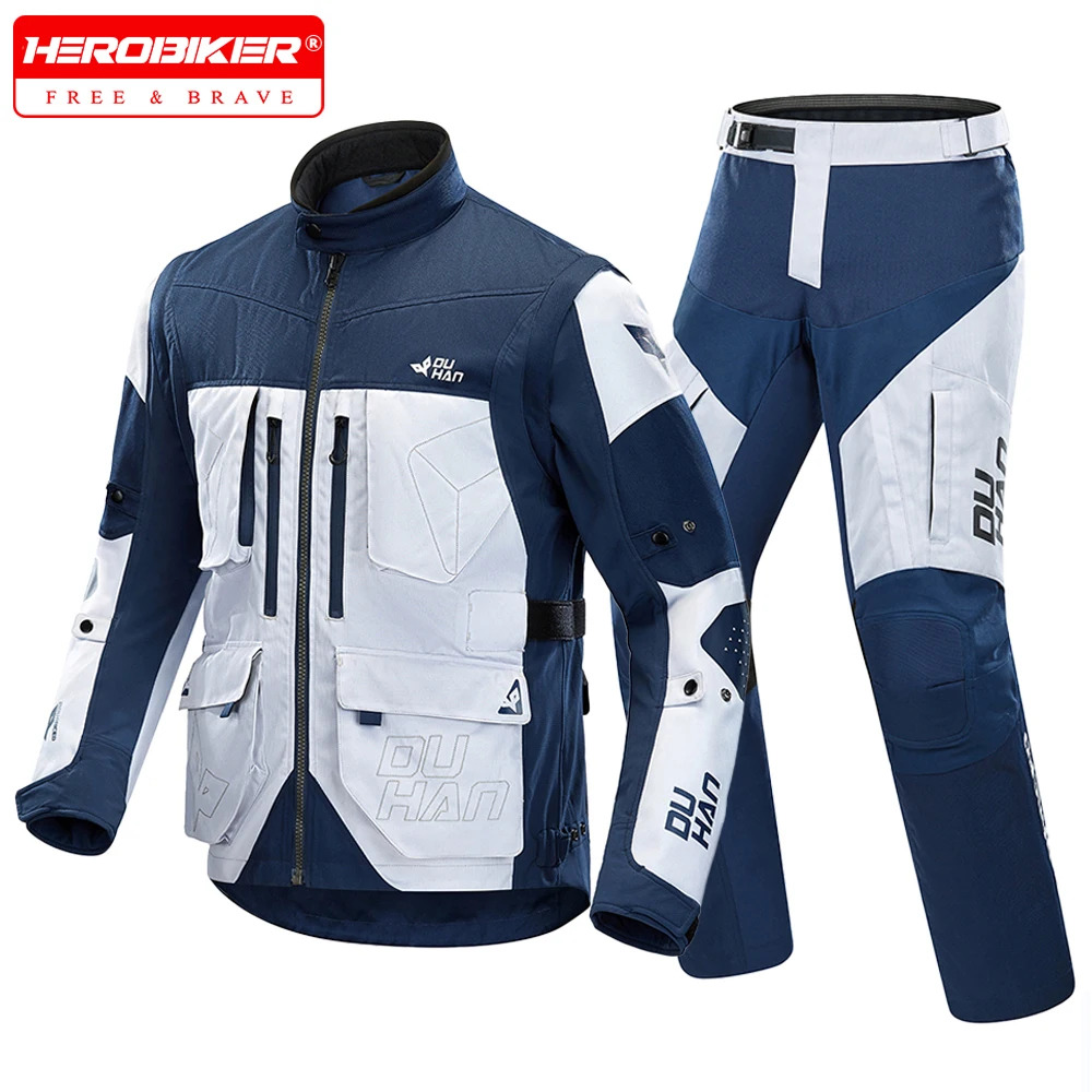 

Motorcycle Jacket Long Pants Set Breathable Detachable Sleeve Motorcycle Warm CE Protective Gear Anti-drop Motocross Jacket