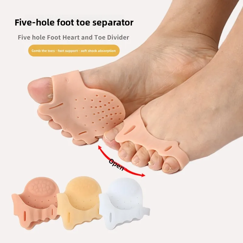 

Five Hole Forefoot Arch Splitter Silicone Soft Support Gentle Pressure Fixation Forefoot Half Size Pad Hallux Valgus Correction
