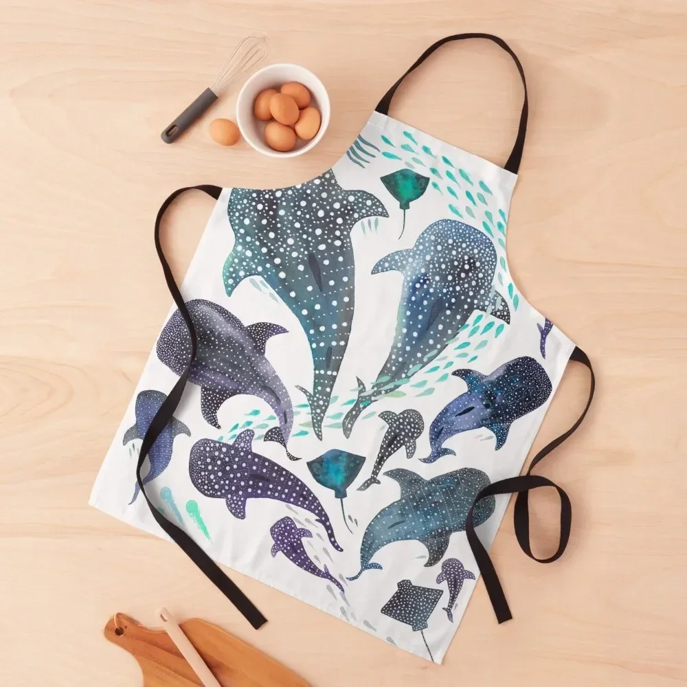 Whale Shark, Ray & Sea Creature Play Print Apron Things For The Kitchen For Girl Men's Kitchen esthetician Apron