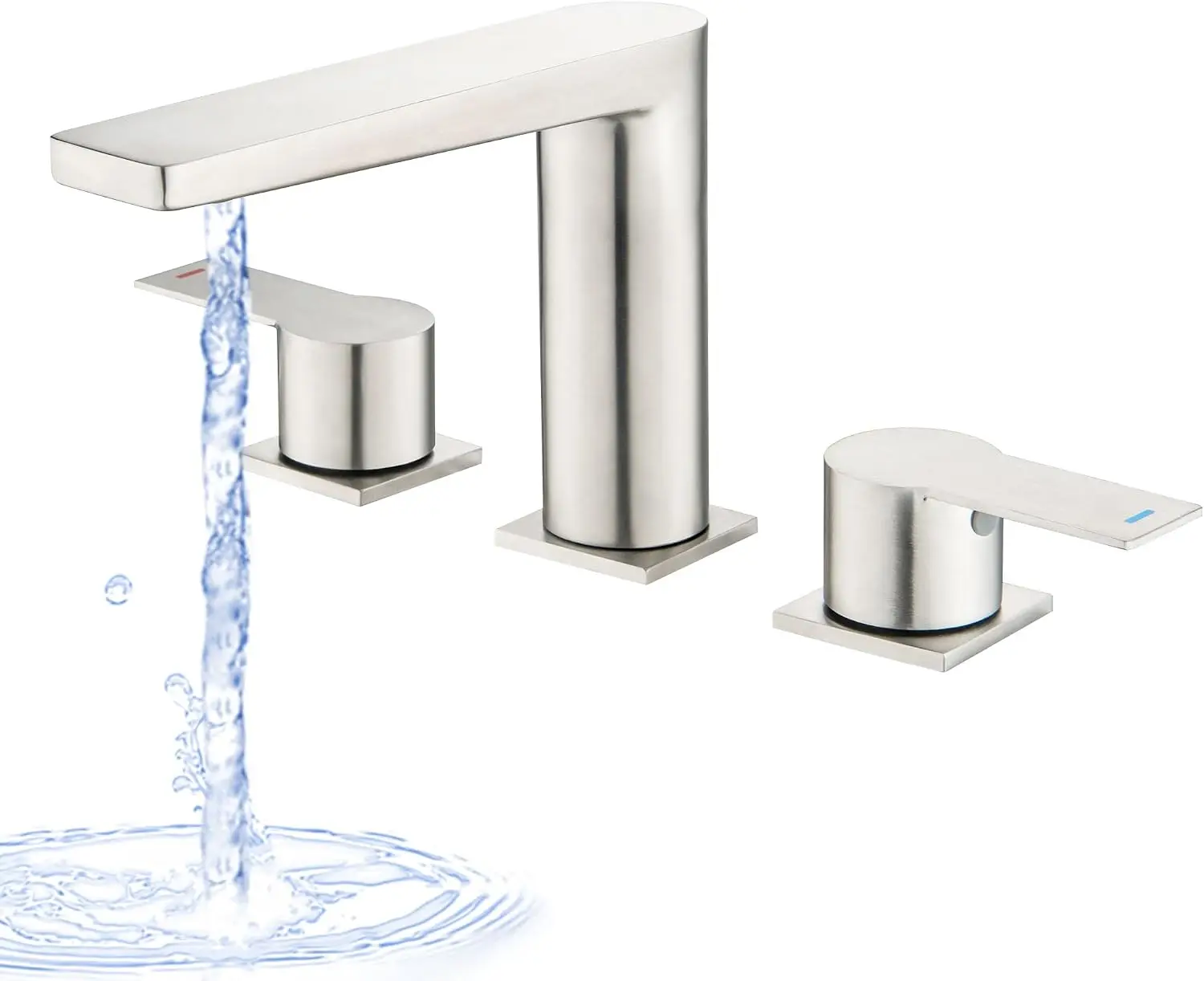 2 Handle Deck Mount Tub Faucet, Roman Bathtub Faucet Set, 3 Hole Widespread Bathtub Faucet High Flow, Brushed Nickel