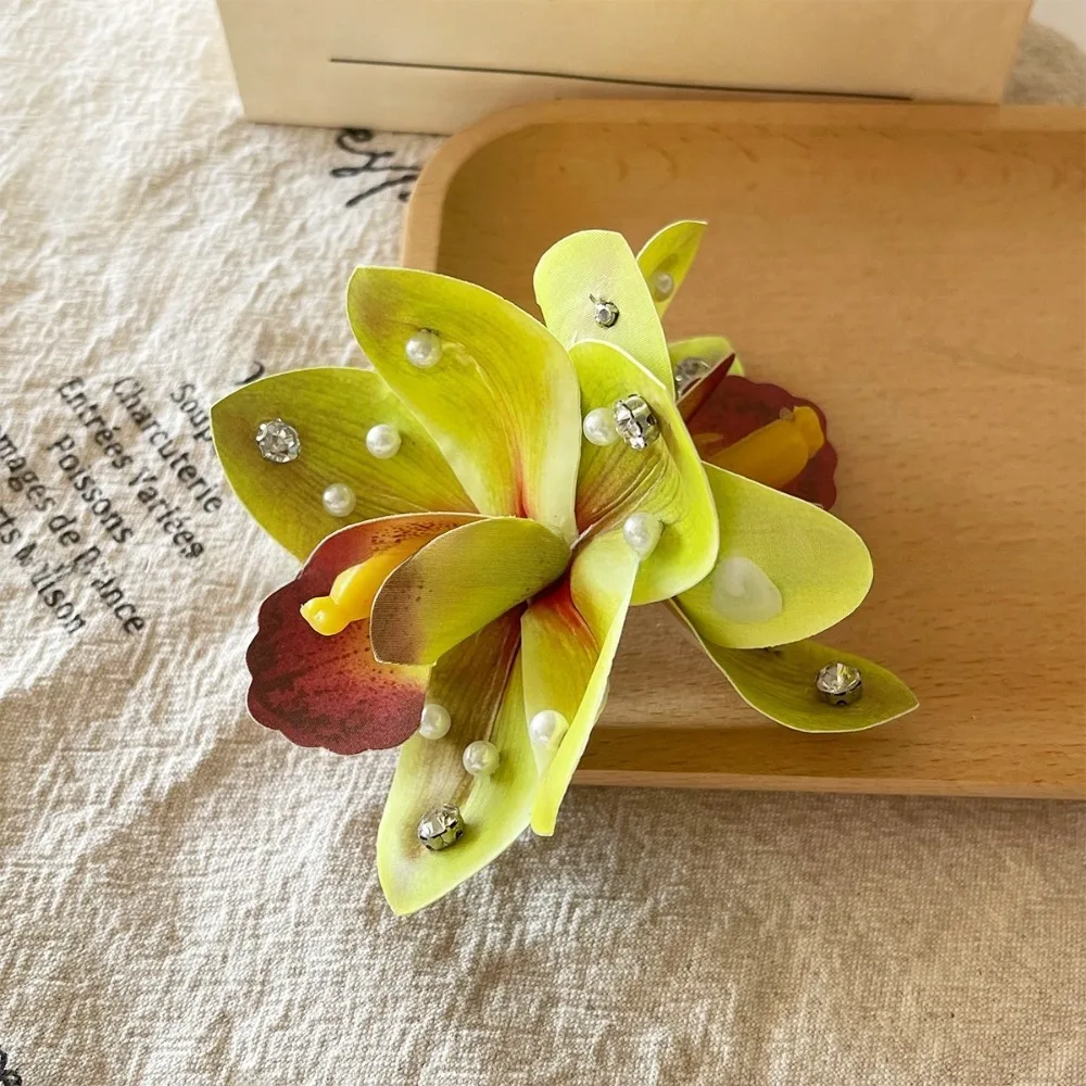 Orchid Hawaiian Flower Hair Clips Artificial Flower Boho Flower Clips Hair Pearl Decoration Hibiscus Hair Clips Women Hair Decor