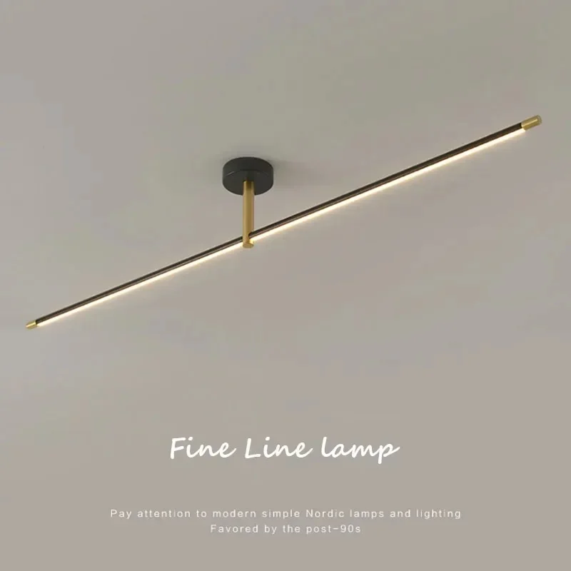 Minimalist Linear LED Ceiling Lamp Long Strip Gold Ceiling Light Modern Decorative Lighting Entryway Aisle Foyer Bedroom