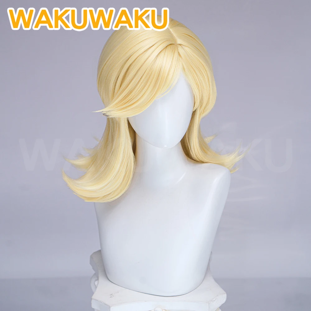 Lucy Cosplay Perücke Anime WakuWaku Adventurer Damen Gold Kurze Cosplay Perücke Hochhitzebeständige Perücke Kostenlose Perückenkappe