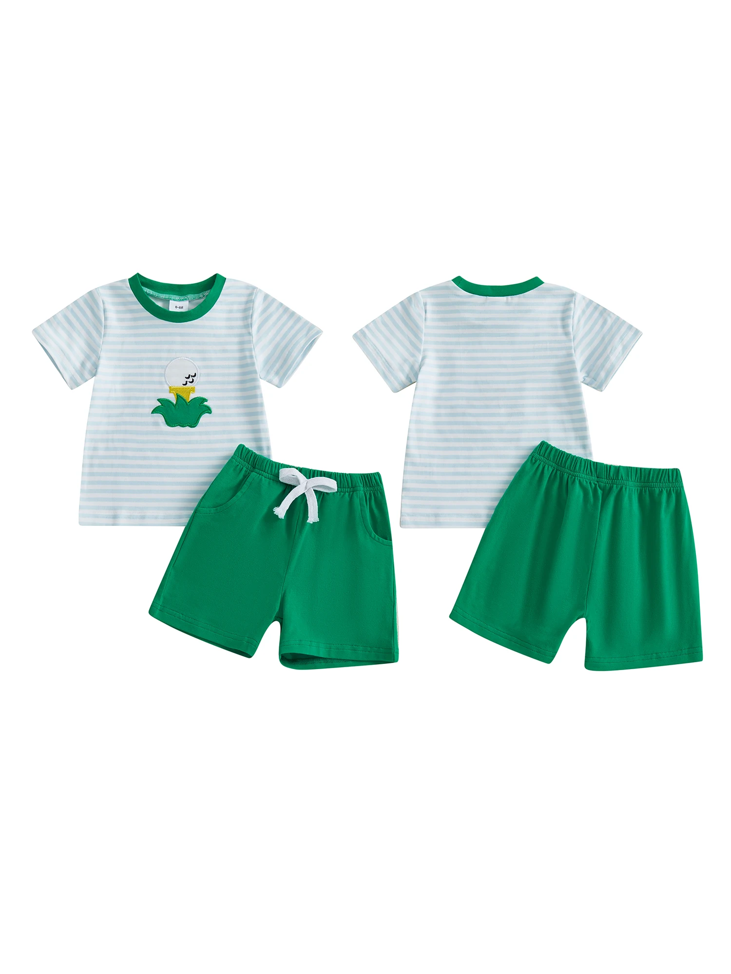 Set Kemeja Bergaris dan Celana Pendek Denim Pakaian Kasual Anak Laki-laki Balita untuk Koleksi Pakaian 2 Potong Fashion Musim Panas