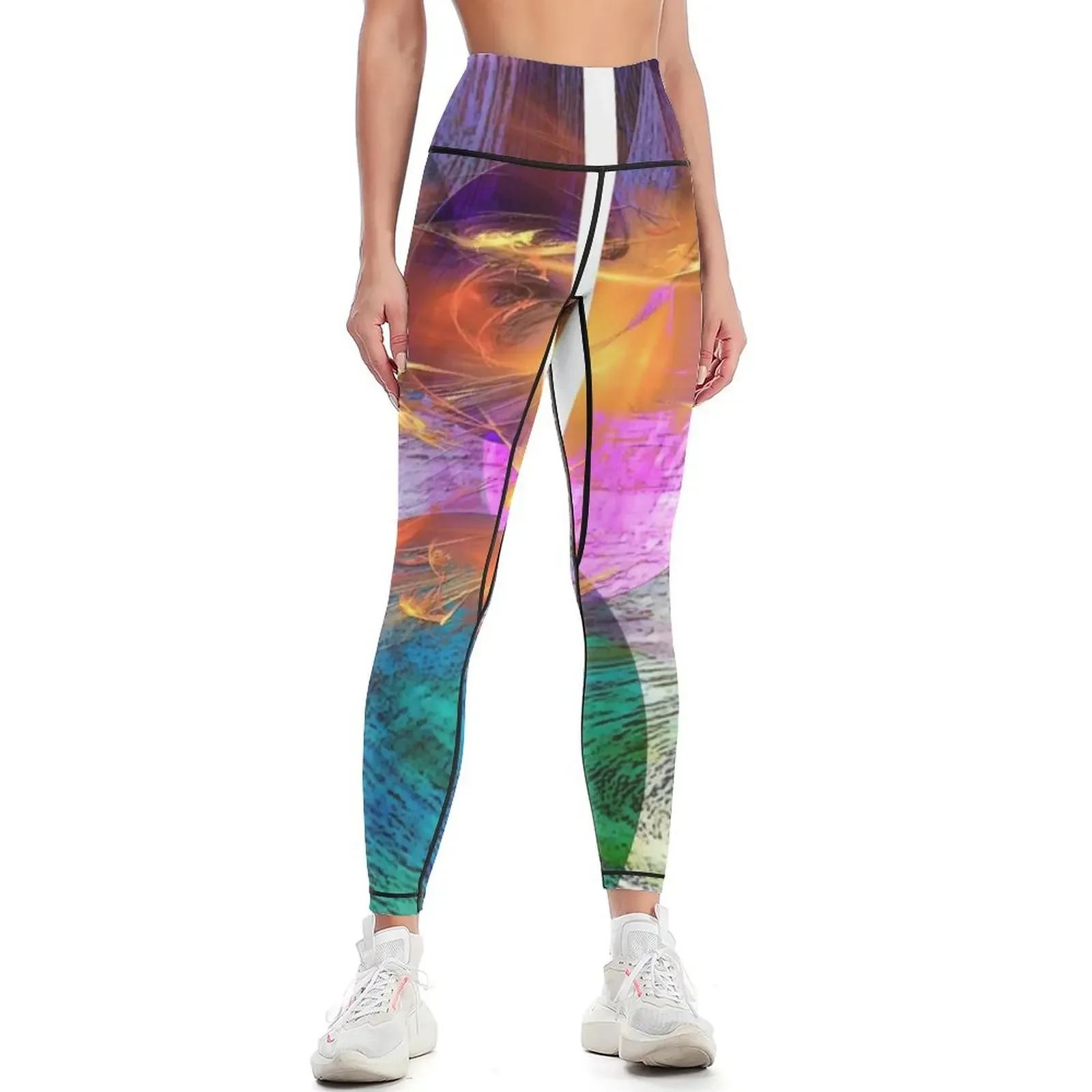 

Ocean Fire (Square Version) - By John Robert Beck Leggings Sweatpants Training pants Womens Leggings