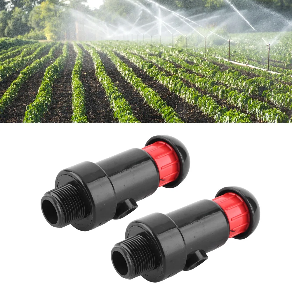 2Pcs DN20 G3/4 Male Thread Irrigation Exhaust Valve Plastic Black Irrigation Vacuum Valve Lightweight