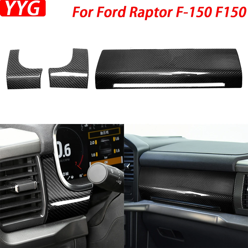 

For Ford Raptor F-150 F150 2021-2024 Real Dry Carbon Fiber Co-Pilot Dashboard Panel Cover Car Interior Decoration Accessories