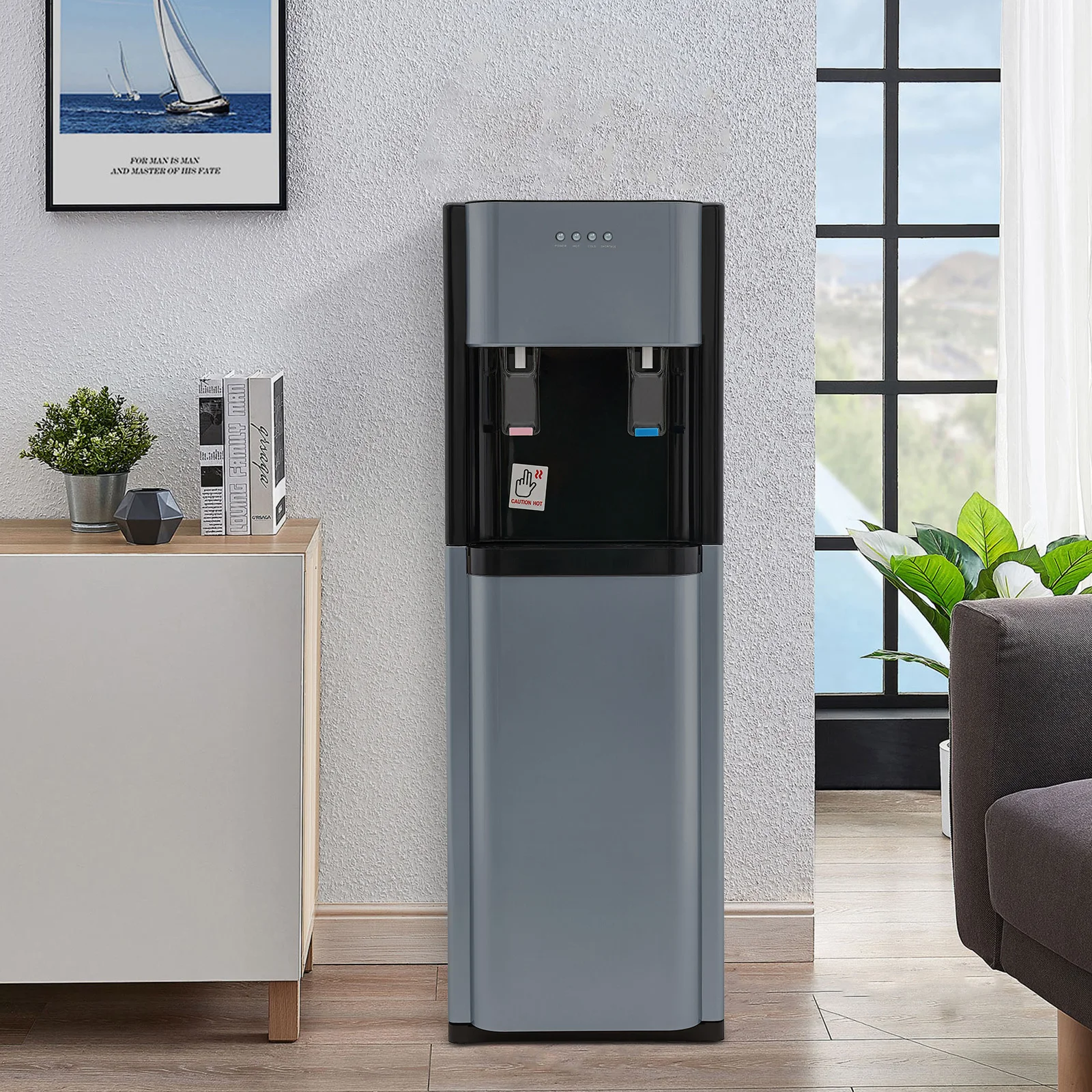 

Dark Gray Bottom Loading Water Dispenser,Stainless Steel Water Dispenser with Heating And Cooling Functions for Home,Office