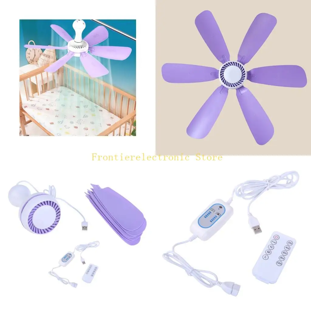 

G8DB Portable Rechargeable USB Ceiling Fan 17.7inch Remote Controls Quiet Operations Camping Tent