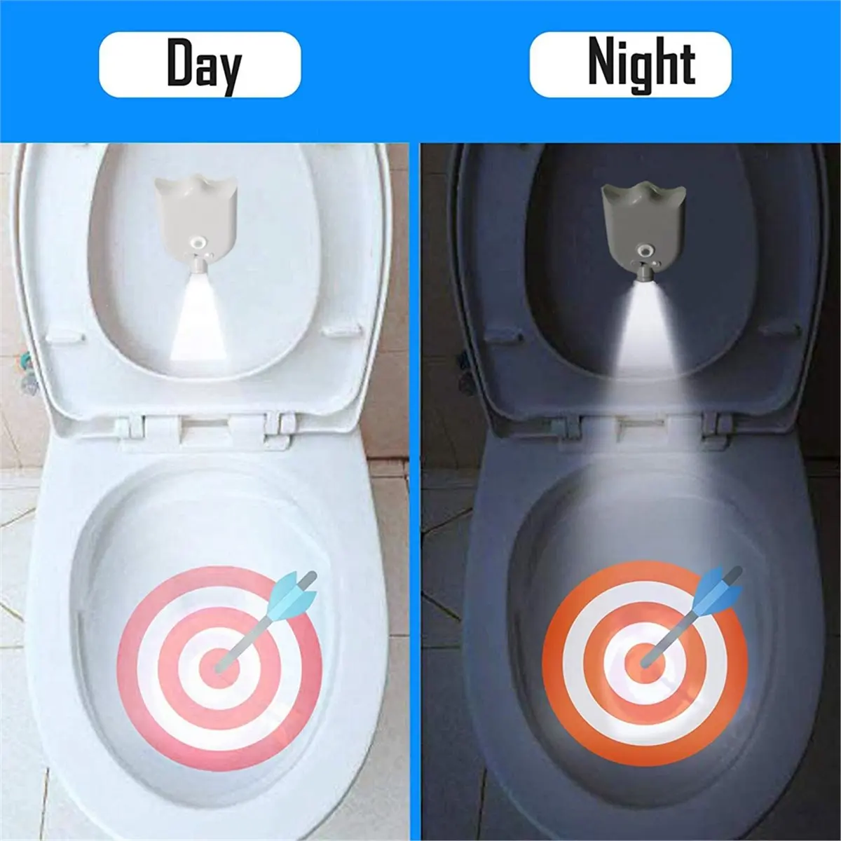 (A02R] Adjustable Potty Toilet Target with Motion Sensor, Motion Activated Toilet Night Light, Ideal for Boys' Potty Training