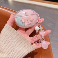 Korean Cute 3D Pink Bow Earphone Case For OnePlus Buds 4 Buds4 Wireless Bluetooth Headset Protective Cover With Keychain