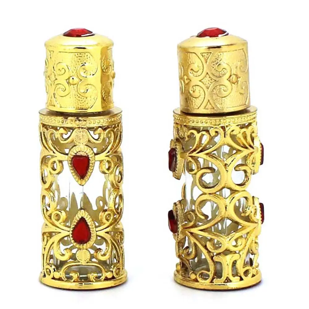 

Gold Plating Essential Oil Middle Eastern Style Liquid Cosmetic Perfume Refillable Bottle Empty Container Perfume Bottles