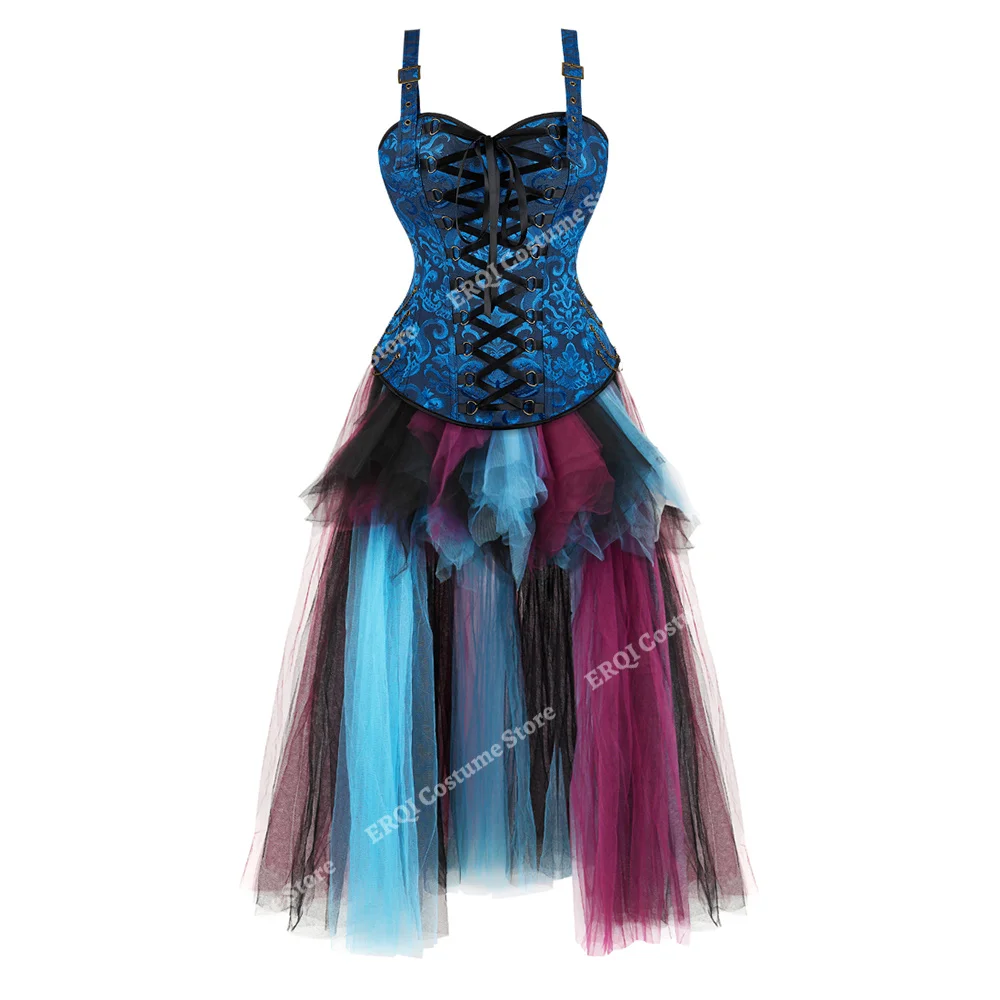 Bustier Corset Dress Halloween Costume Corsets Women Sexy Skirt Performance Outfit Plus Size Burlesque Corset Dress with Straps