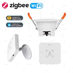 Detector de presencia humana Tuya WiFi/Zigbee con Detector de Radar de detección Lux, Sensor de movimiento de microondas, compatible con Z2Mqtt Home Assistant