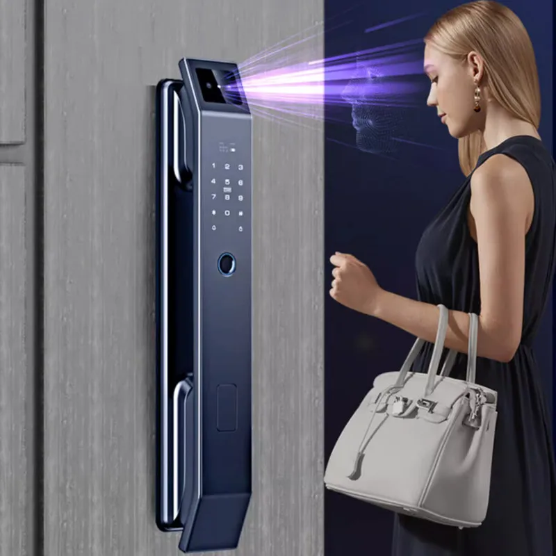 3D Face Recognition Fingerprint Lock, Porta de Segurança Doméstica, Intelligent Door Lock, Cat's Eye, Visible Electronic Password Lock