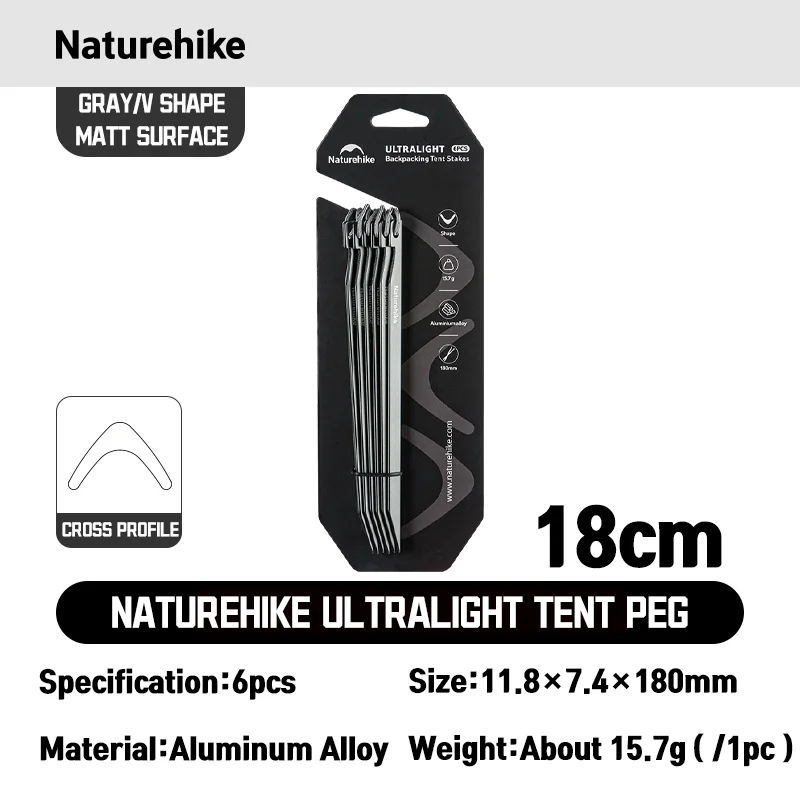 Naturehike Zeltnägel aus Aluminiumlegierung, ultraleicht, stark, windbeständig, für Outdoor-Camping, verschiedene Formen, Wandern