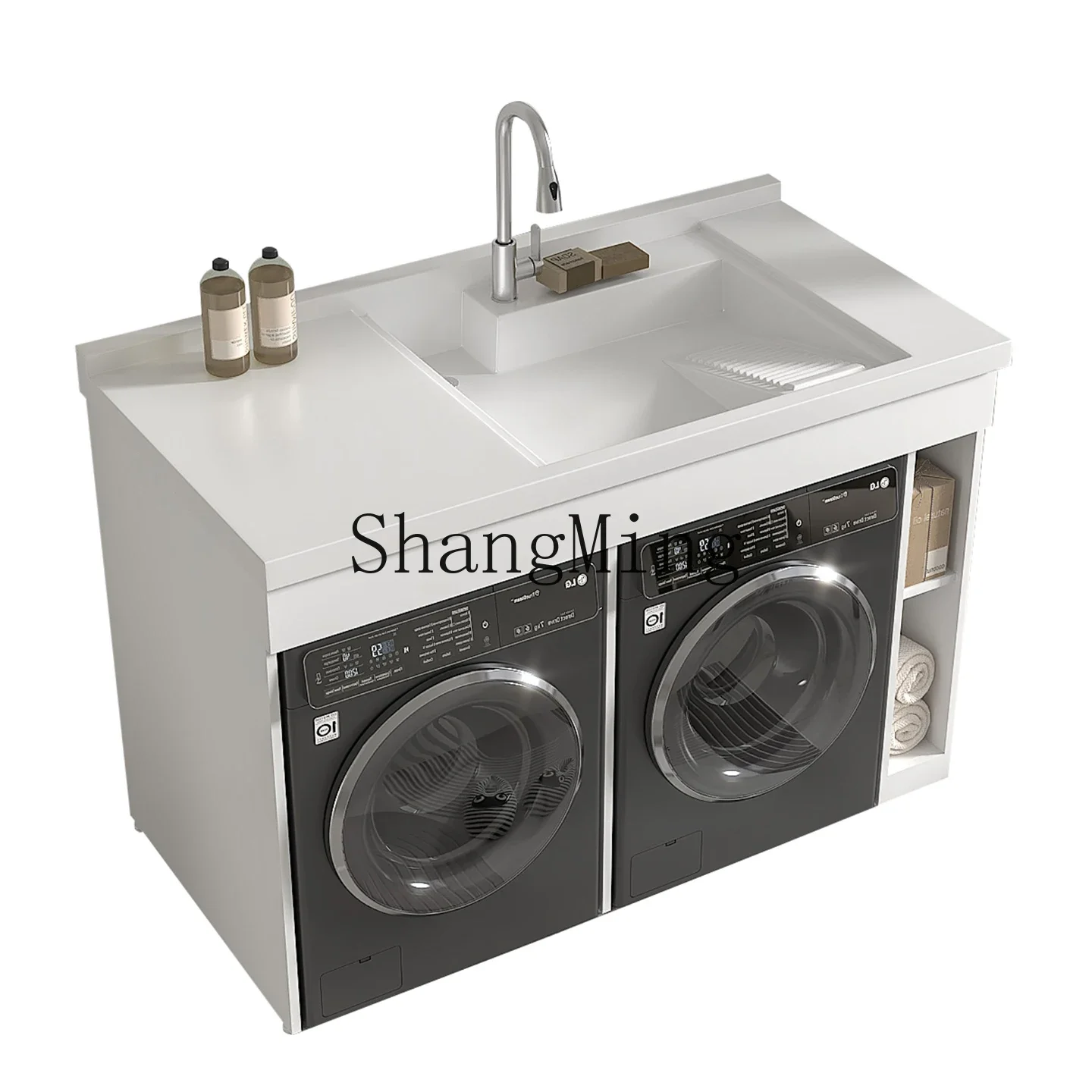 

ZYYnew high-end small apartment double laundry dryer integrated cabinet combination balcony wash basin