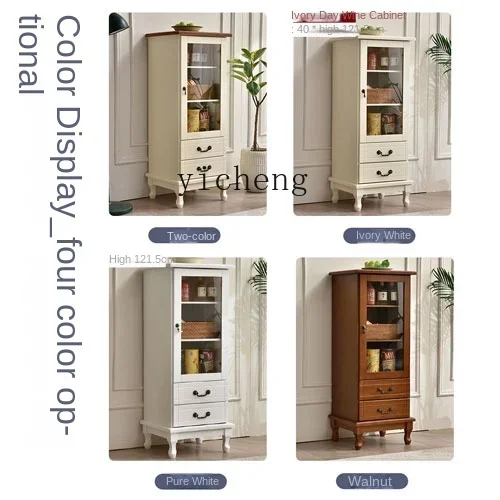 solid wood wine cabinet modern simple living room floor cabinet small integrated wall display cabinet