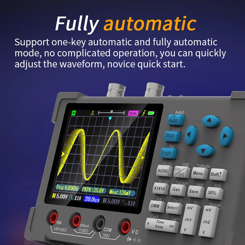 ZEEWEII DSO3D12 3.2 Inch Desktop Digital Oscilloscope 120M Bandwidth Dual Channel Multimeter and Signal generator 3 in 1