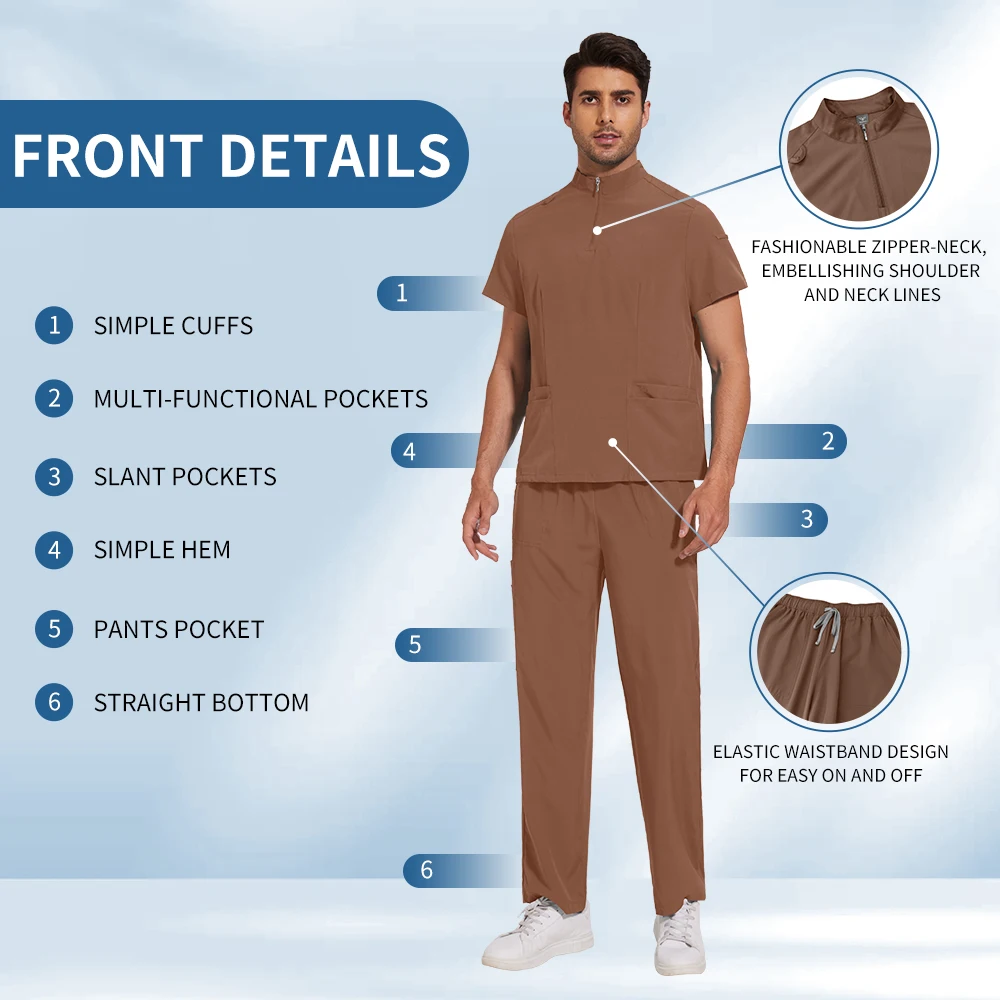 Niaahinn Operatiekamer Uniform Unisex Medische Scrubs Set Schoonheidssalon Werkkleding V-hals Ziekenhuis Arts Chirurgische Werkkleding Mannen