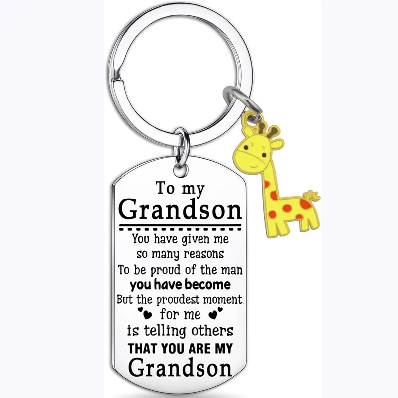 Grandson Birthday Gifts from Grandma Kids Stocking Stuffers for Teens Boys to My Grandson Key Chain from Grandpa