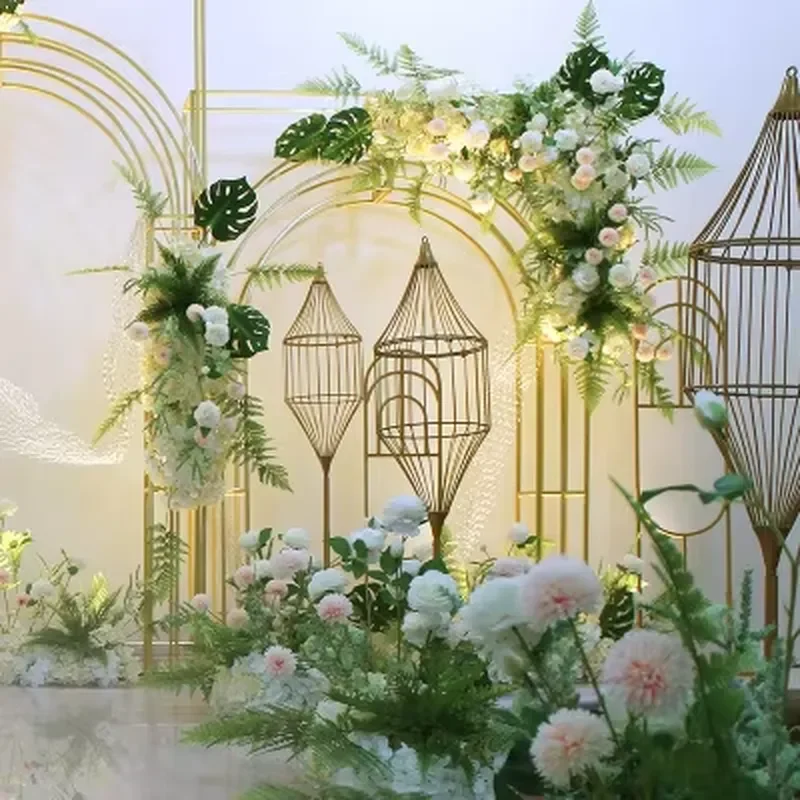 Large Metal Arch Wedding Stage Decoration Set Iron Pendant Props for Mall Air Window Display Background Event Party Decor