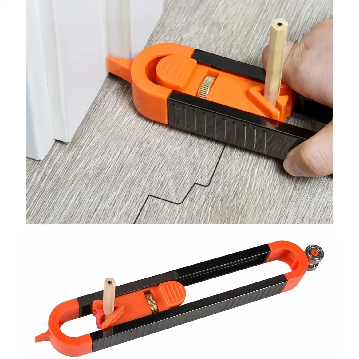 3-Piece Woodworking Contour Marking Tool Set: 1 Roller Contour Duplicator + 2 Pencils with Pencil Contour Marking Tool, Multifunctional Contour Duplicator Suitable for Woodworking