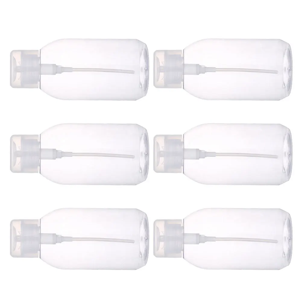 6Pcs Press Bottle 200Ml Empty Dispenser for Makeup Remover Nail Polish Cleaner Leakproof Travel Container Sturdy Lightweight