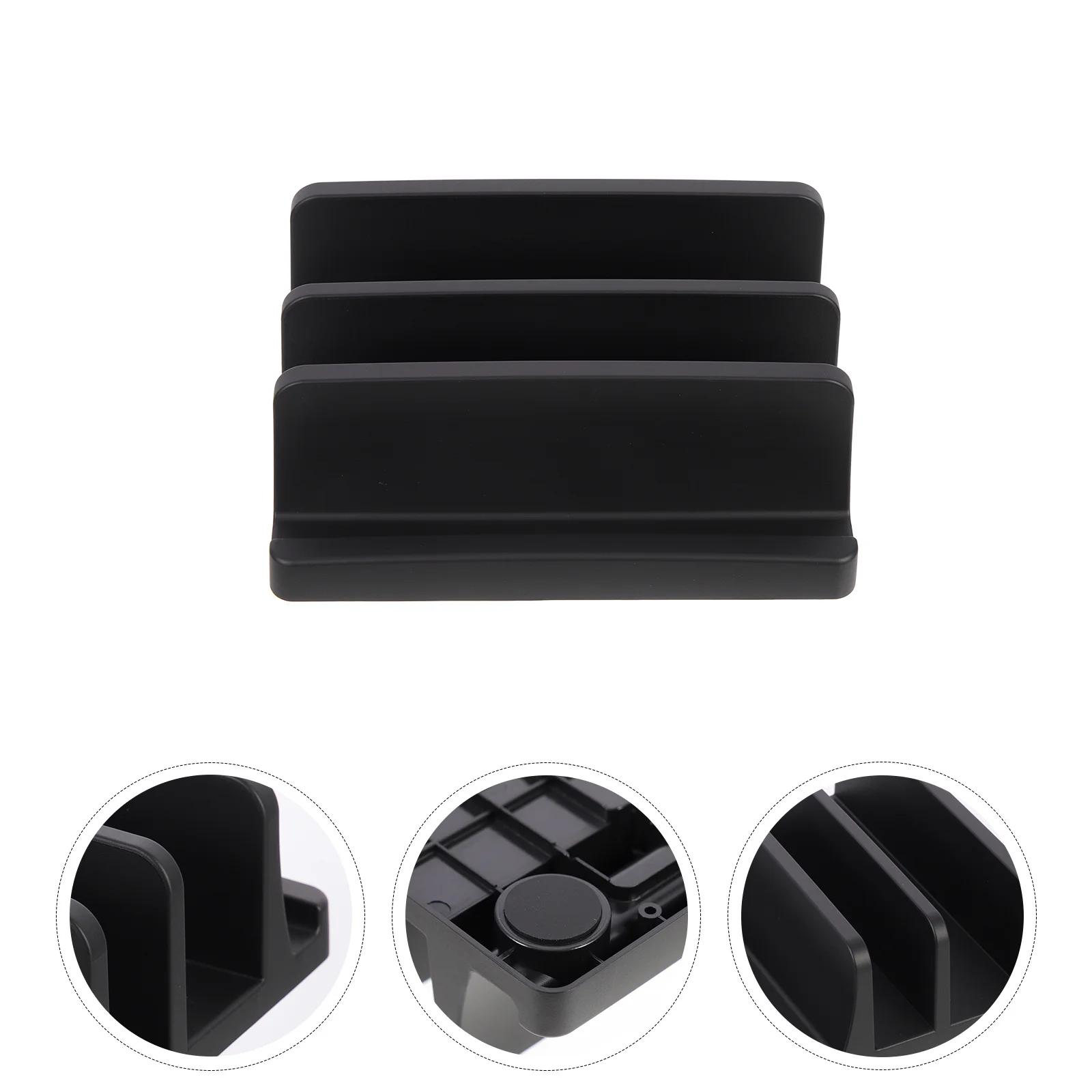 Supporto per laptop a doppio slot Supporto da tavolo in plastica di tipo verticale Robusto organizer per laptop per riporre oggetti per l'home office e la casa
